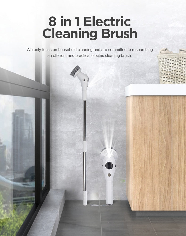 8-in-1 Electric Cleaning Brush Bathroom Kitchen Brush