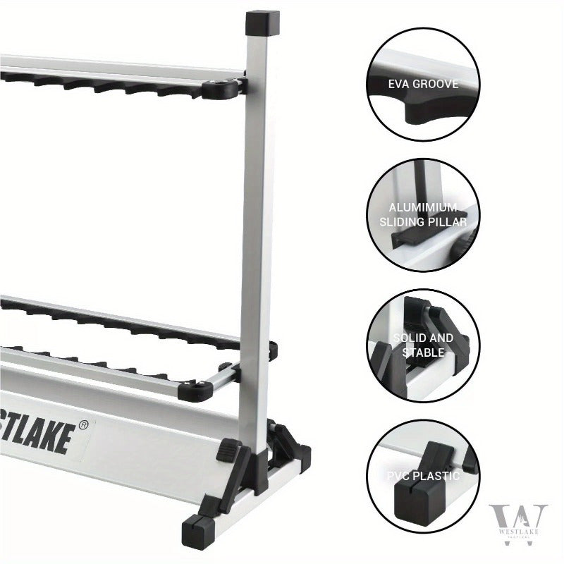 24 Rod Fishing Pole Holder Aluminum Alloy Stand Rack Storage Portable Tool US