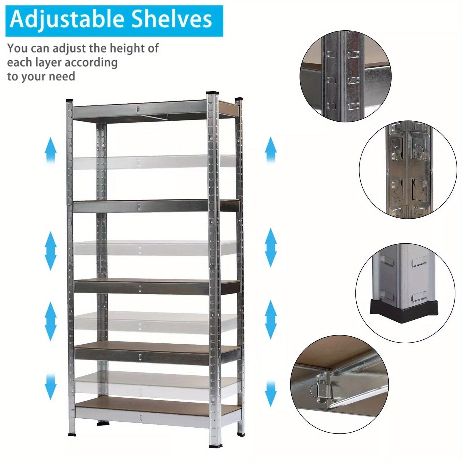 2pcs 5-Tier Steel Garage Shelving Unit - Heavy-Duty Storage Organizer 150x75x30cm