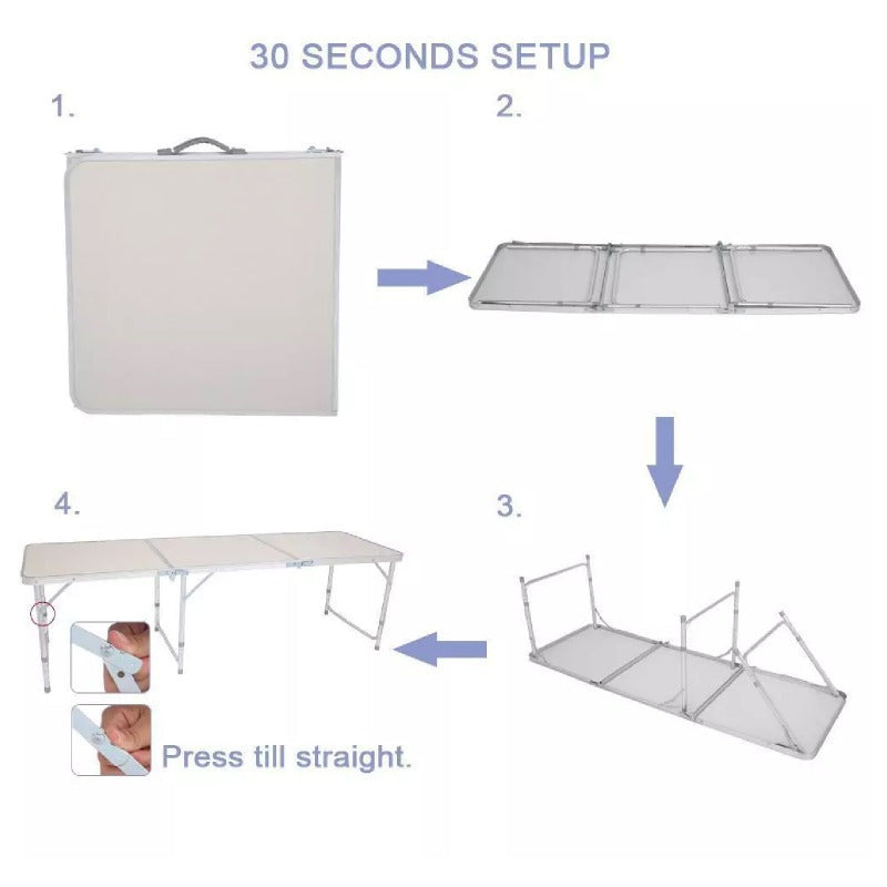 6' Ft Aluminum Camping Folding Table Portable Office Camping Picnic BBQ