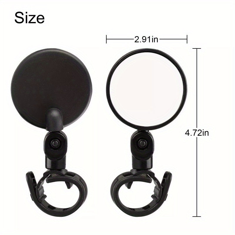 2Pcs Bike Mirror Rotaty Round MTB Road Handlebar Bicycle Rear View Glass Cycling Sporting Goods Bicycle Accessories Clamp