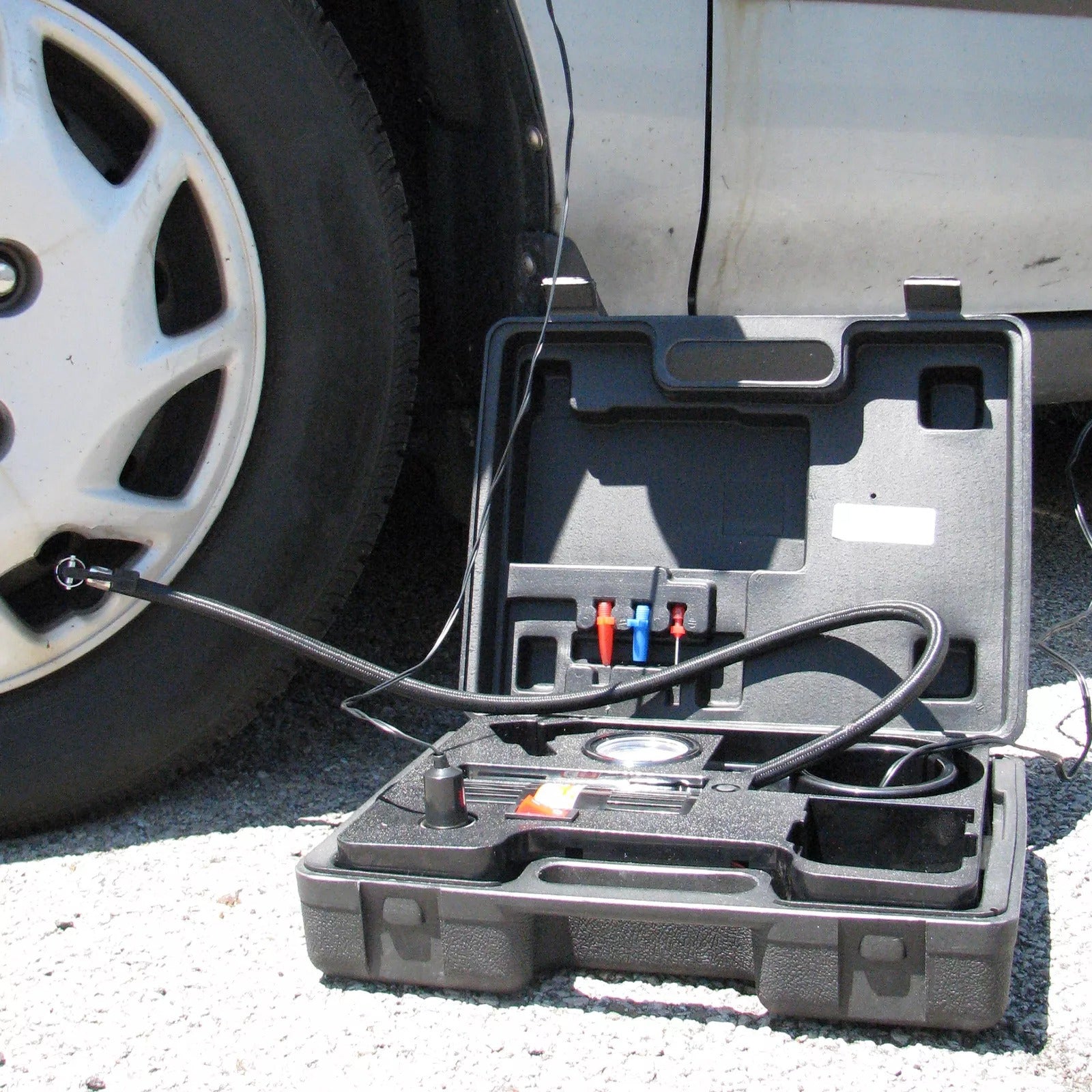 Portable 12V Air Compressor Kit with Light - 250 PSI, Ideal for Cars