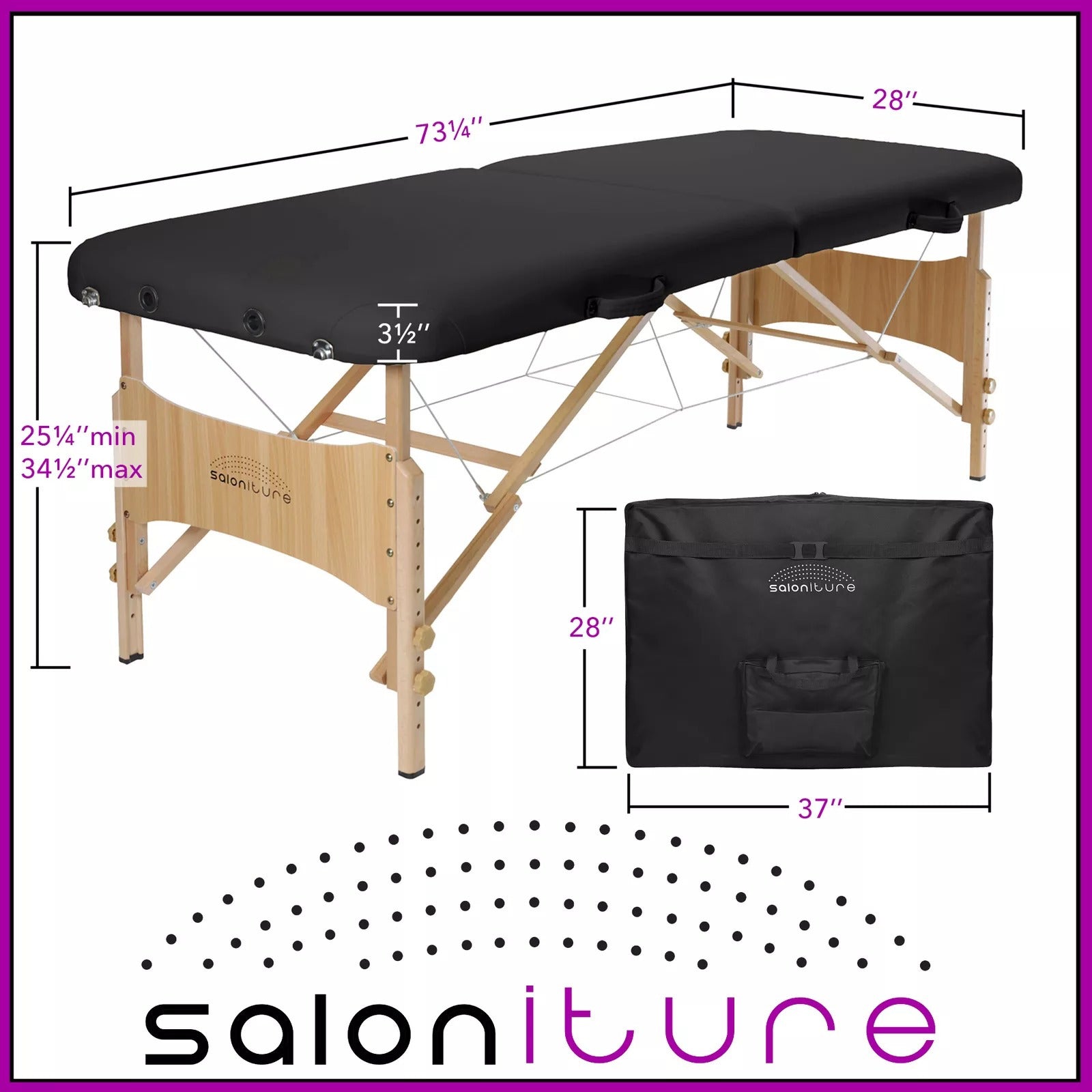 Portable Folding Massage Table - Basic Black Spa Bed