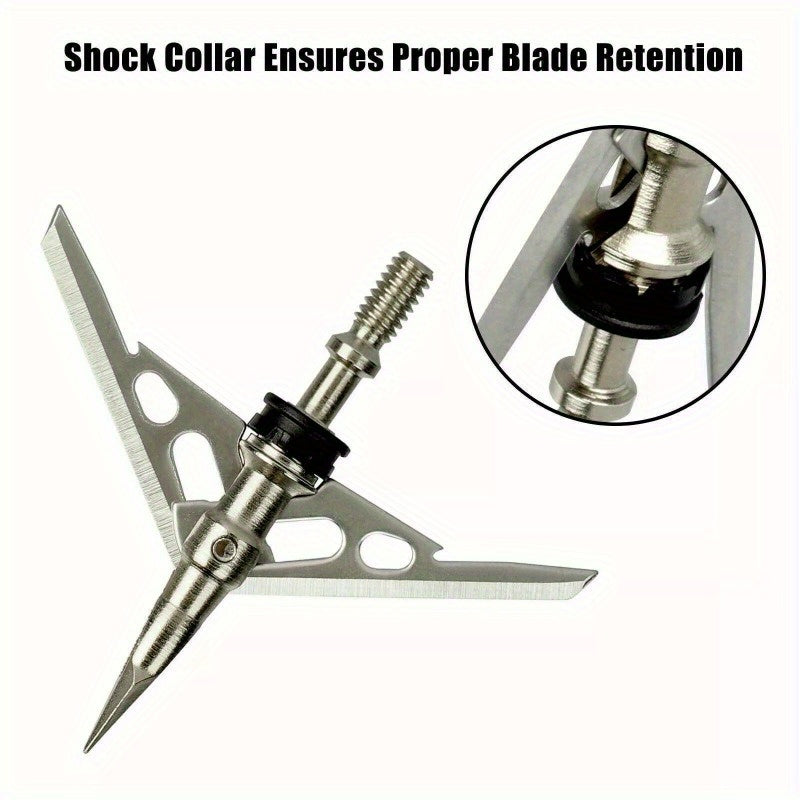 24x 100 Hunting Arrowhead W/2 Blade Grain Archery Broadheads 2" Dia Expandable