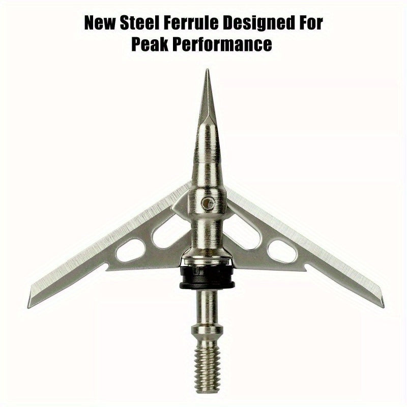 24x 100 Hunting Arrowhead W/2 Blade Grain Archery Broadheads 2" Dia Expandable