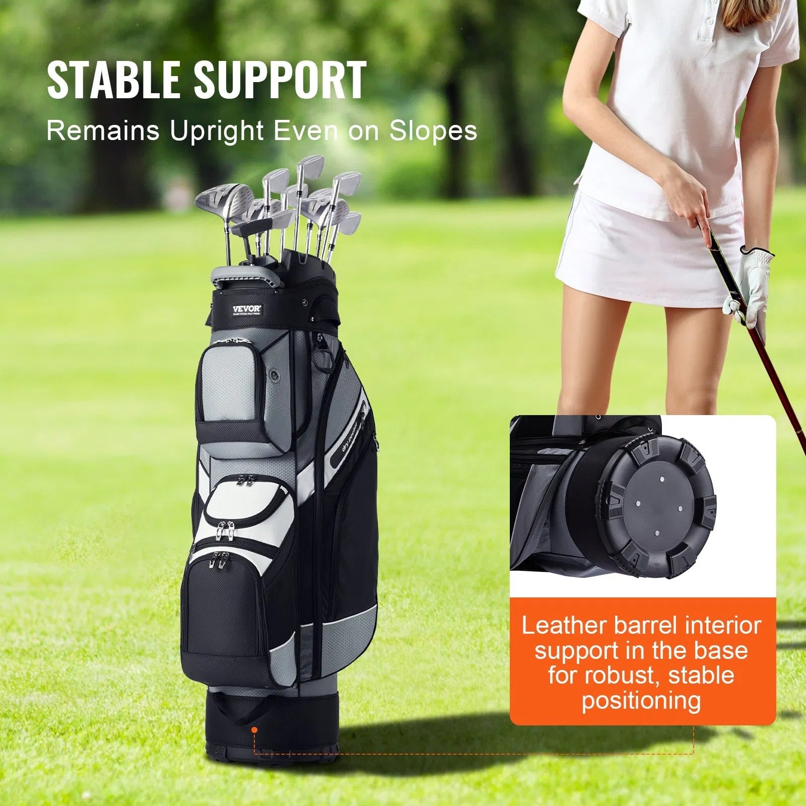 14-Way Golf Cart Bag, 41" Premium Nylon with 13 Pockets & Dust Cover, Black