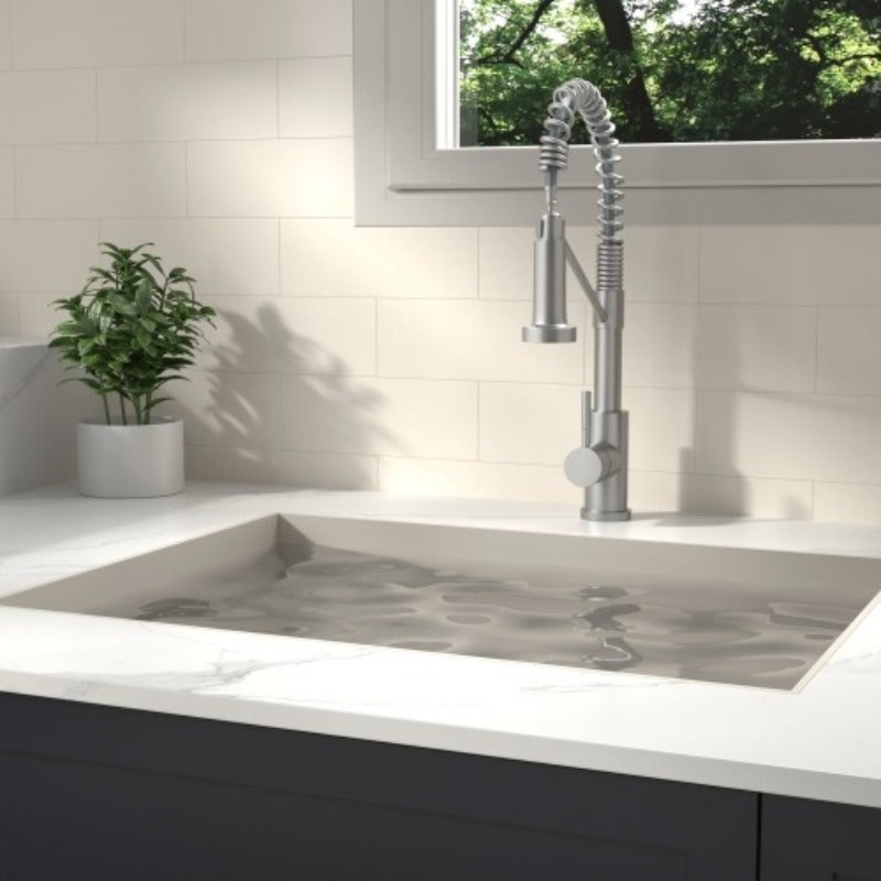 19" Single Handle Kitchen Faucet - Brushed Nickel Finish