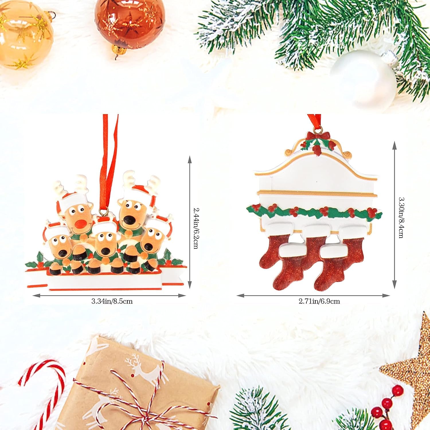 Christmas Ornament Quarantine 2021 Pandemic Christmas Ornaments Stockings & Ornament Reindeer 2 Pcs of Hanging Decorations