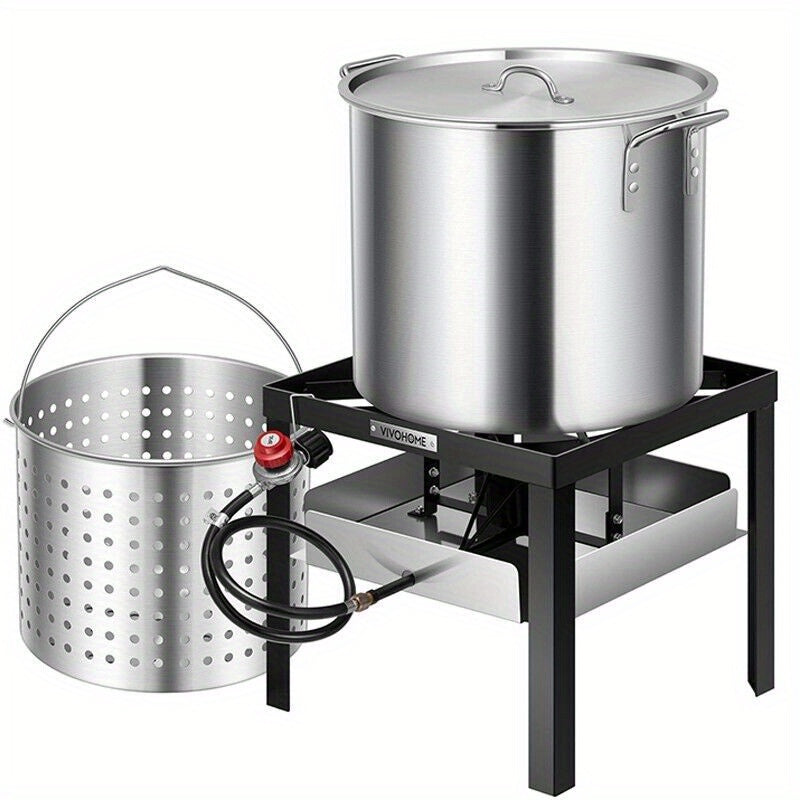 65QT Turkey Deep Fryer Kit Steamer Stock Pot Propane Outdoor Gas Fryer 110000BTU