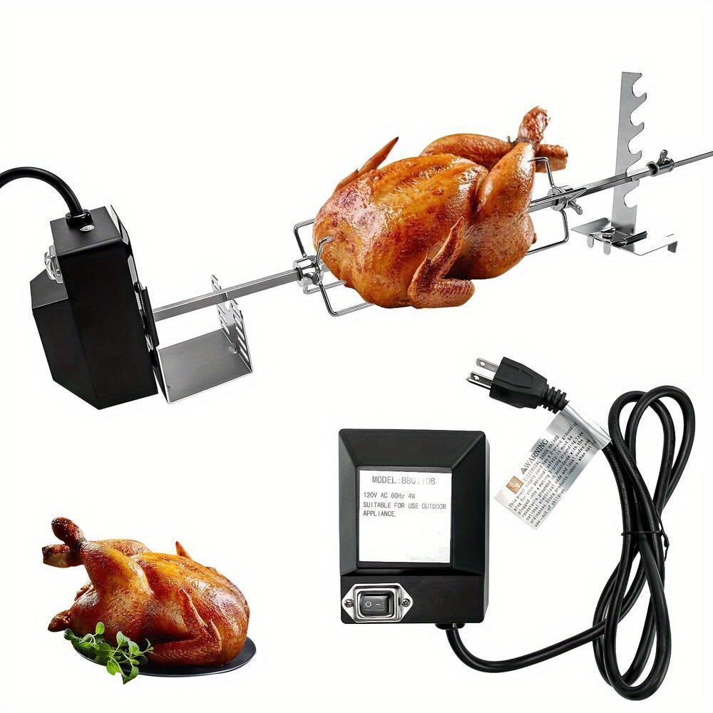 Universal Rotisserie Kit with Motor 28 Inch Stainless Steel BBQ Grill Kit 4W