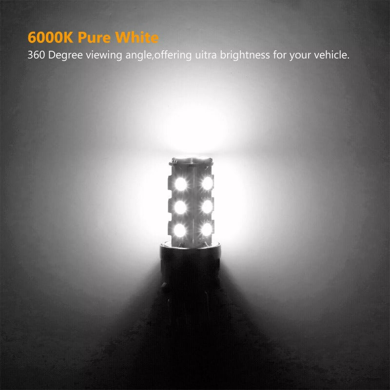 10pcs 3157 3156 18SMD LED Reverse Tail Brake Turn Signal Light Bulbs 6000K White Car Electronics Accessories Car Lighting Front, Rear, Left Right Placement