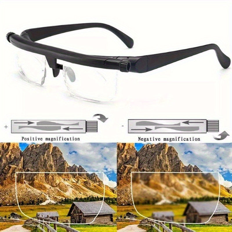 Adjustable Focus Reading & Distance Vision Eyeglasses – Dial-Control Variable Power Glasses for Men & Women
