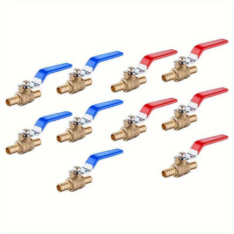 PEX FULL PORT SHUT OFF BALL VALVE HOT EFIELD 10 PCS 1/2" &COLD, NO LEAD BRASS