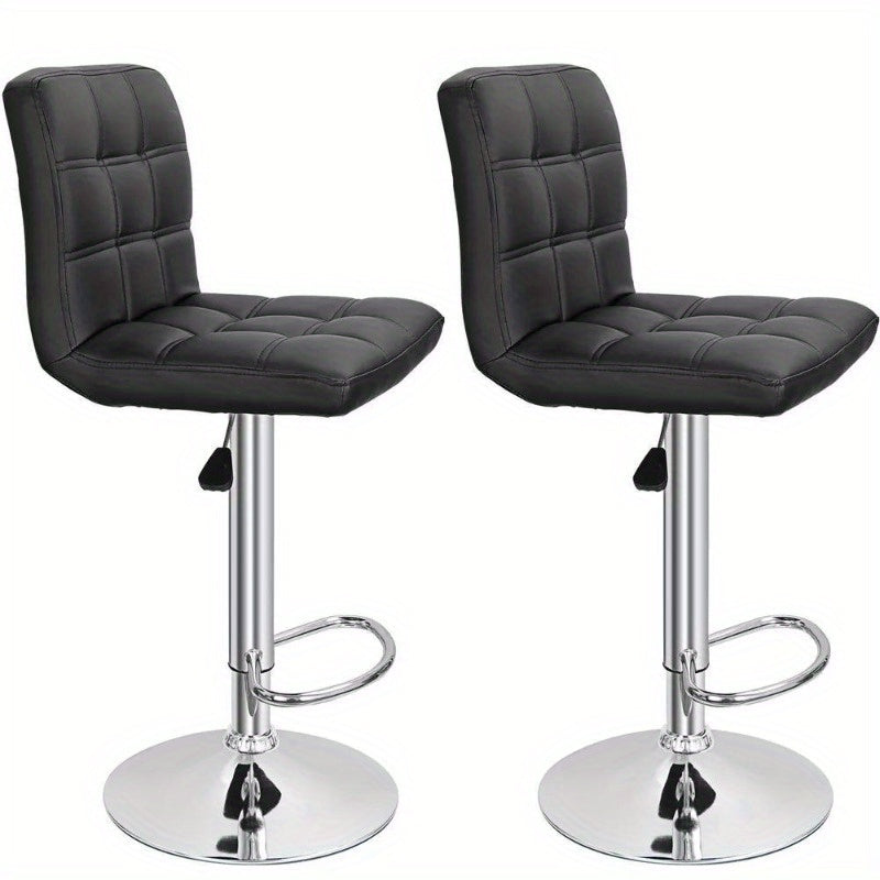 4 Pack Adjustable Bar Stools PU Leather Modern Dinning Chair with Back Indoor