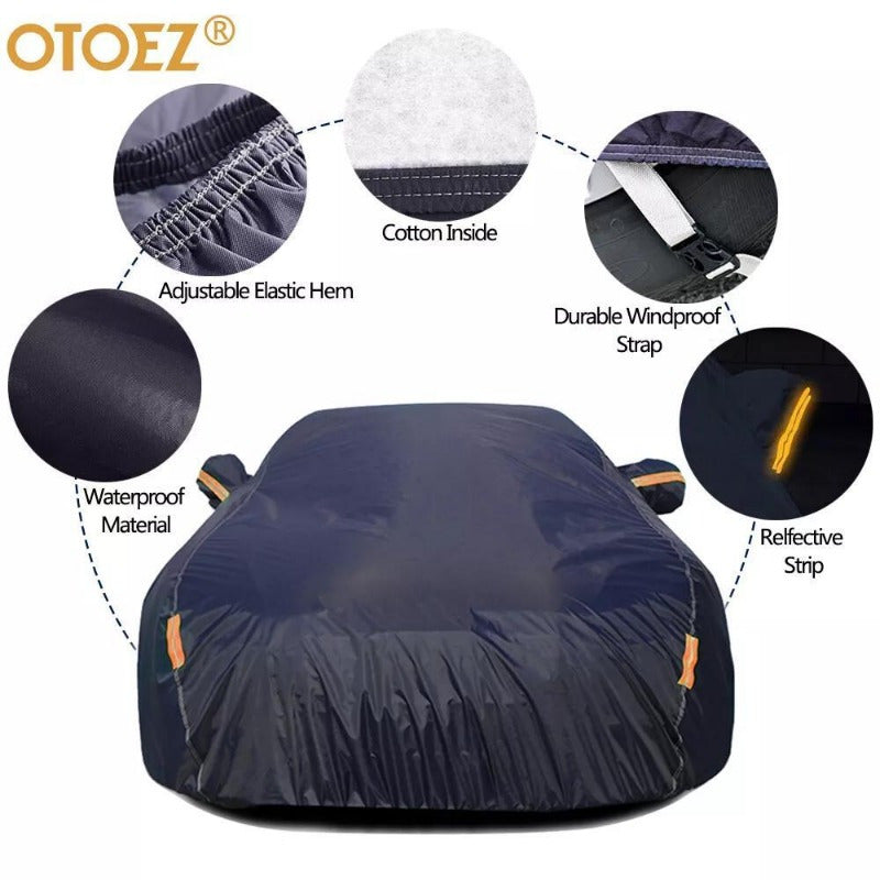 6-Layers Full Car Cover Waterproof All Weather Protection Anti-UV Cotton Lining