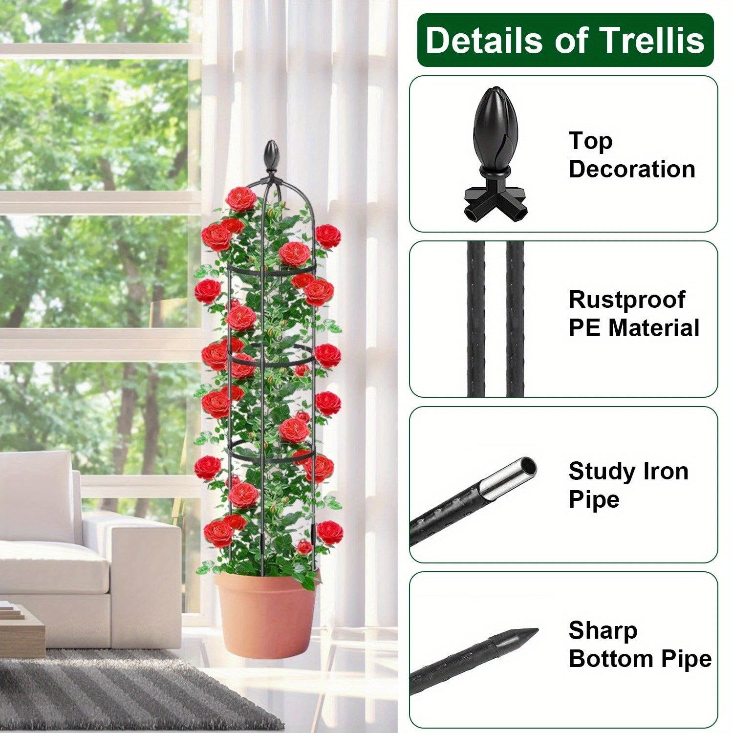 2-Pack 5.9FT Garden Obelisk Trellis Tower for Climbing Plants, Flowers, and Vegetables