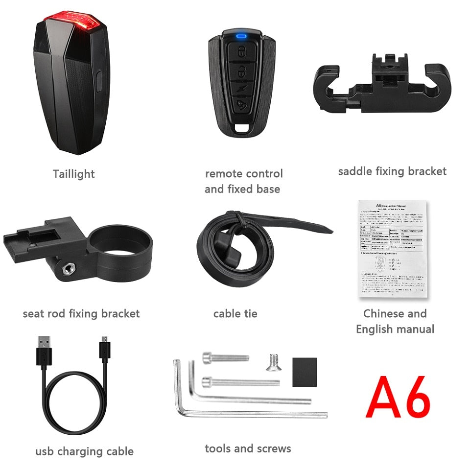 Wireless Bike Alarm Bicycle Rear Light