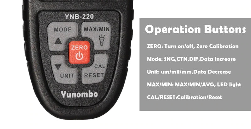 Digital Coating Thickness Gauge – Precision Paint & Plating Measurement Tool for Metal Surfaces (YNB-220U, UV Light)