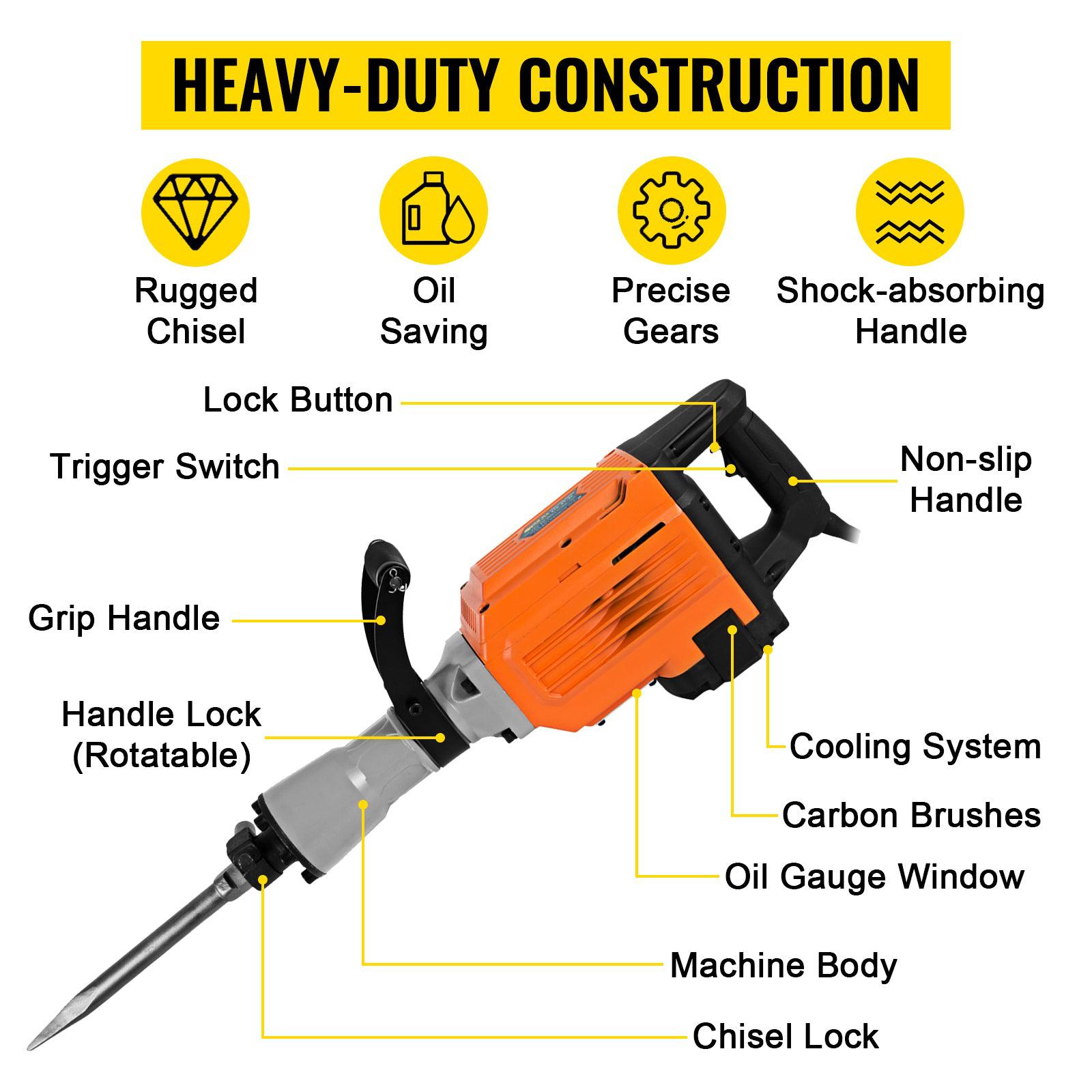 jack hammer_demolition hammer_electric jack hammer_concrete breaker_breaker hammer_DIYlife-today