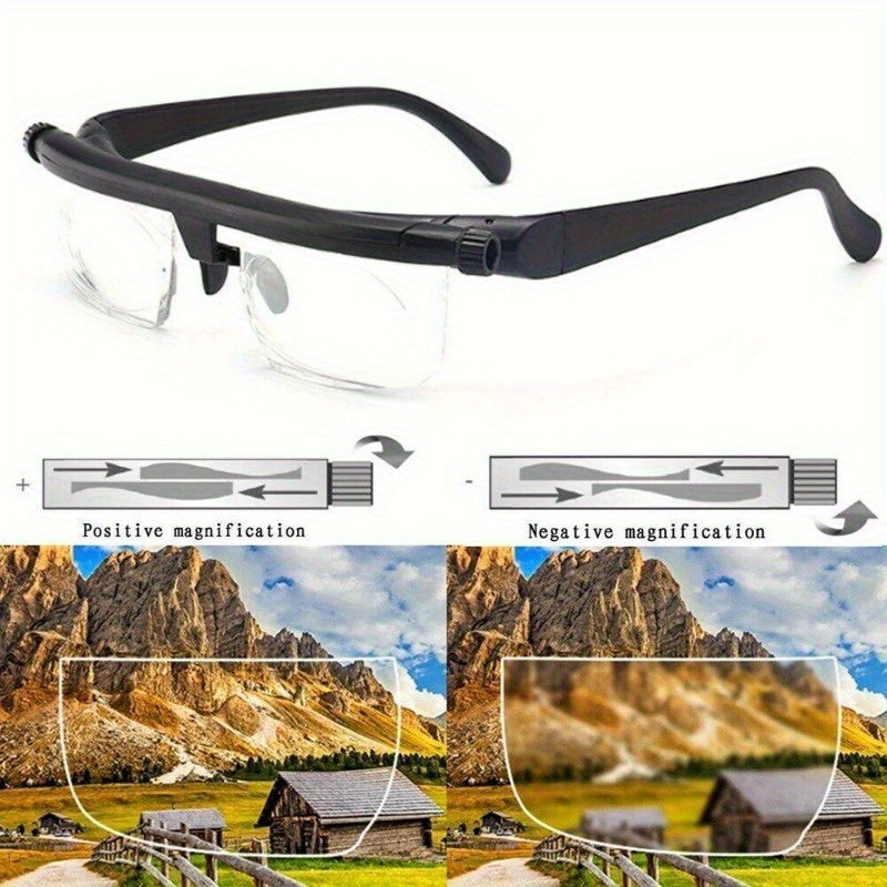 Adjustable Focus Reading & Distance Vision Eyeglasses – Dial-Control Variable Power Glasses for Men & Women