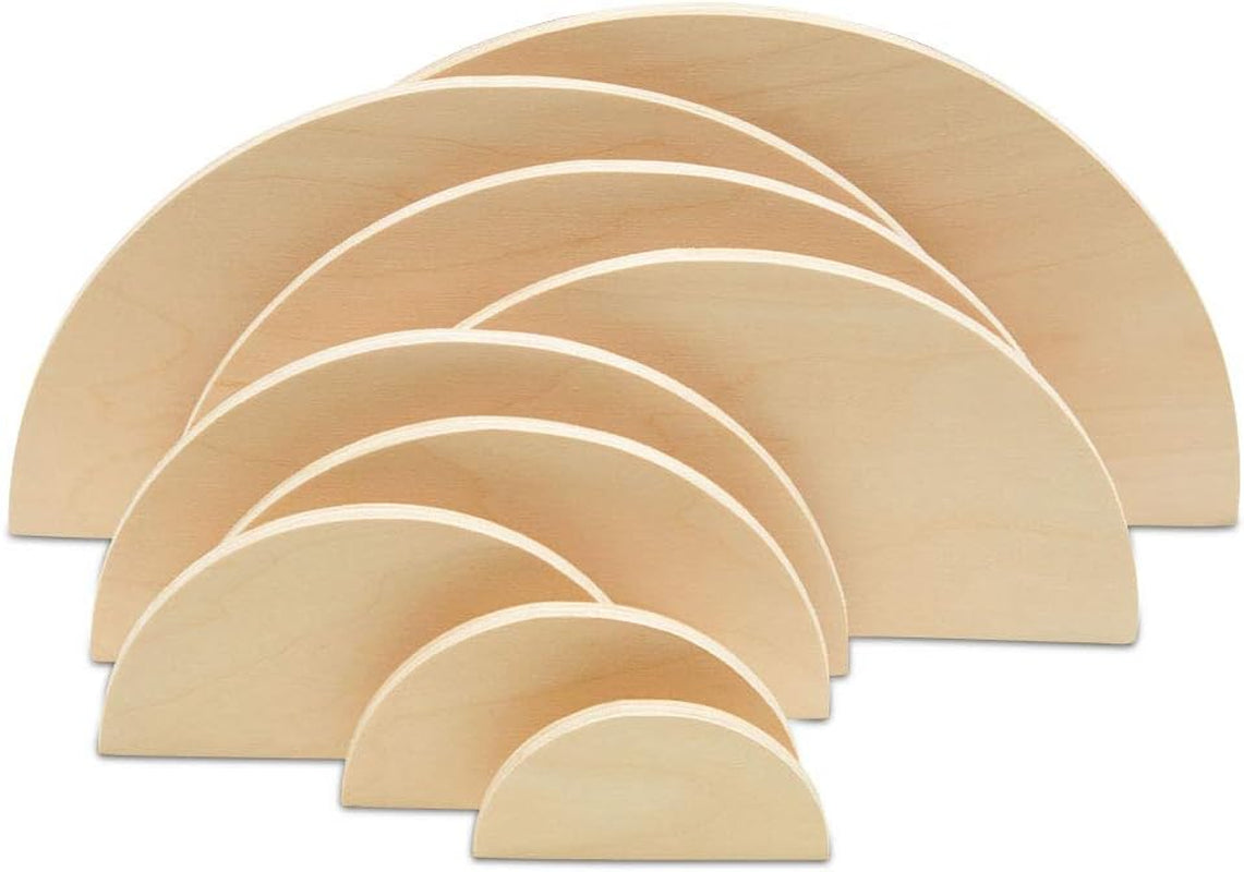 Half Circle Cutouts 12 Inch, Pack of 10 Semicircle Wooden Cutouts for Crafts, Wood Signs & Unfinished Wood Door Hangers, by