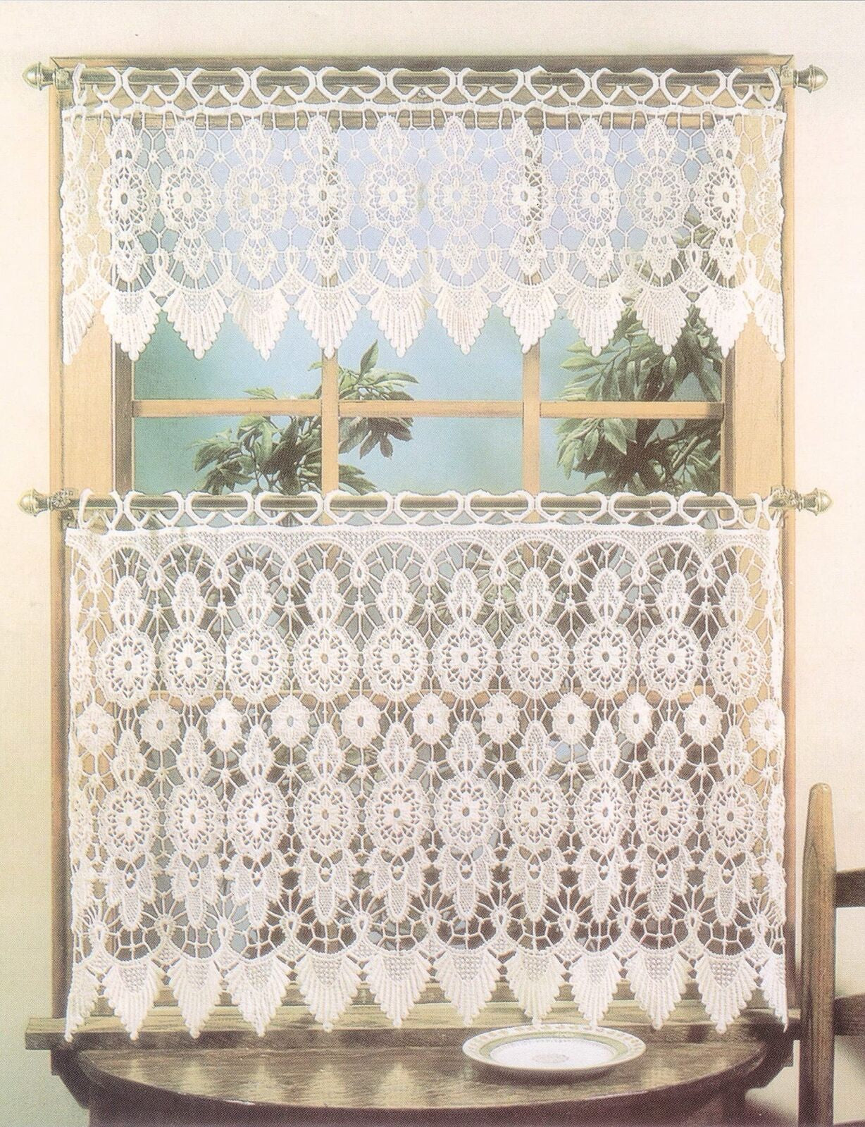 Today'S Curtain Medallion Macramé Tier 24",Ecru, 35W X 24L Ecru