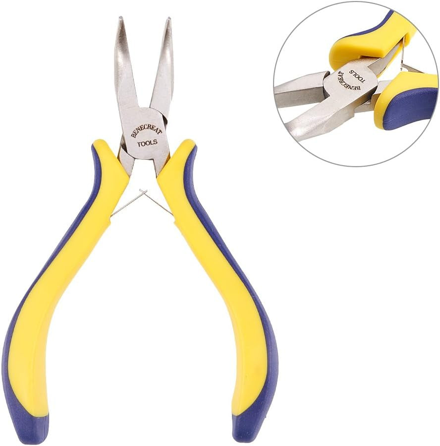 5 Inch Bent Nose Pliers with Comfort Rubber Grip for Jewelry Making, Handcraft Making