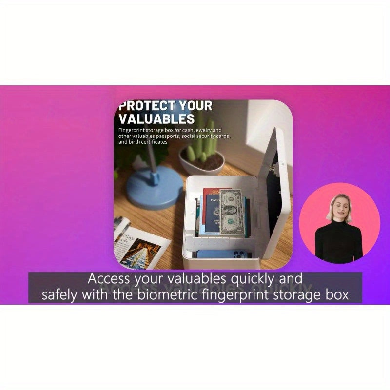Biometric Fingerprint Storage Box – Portable Security Safe for Cash, Jewelry, & Phones with Morse Code & USB Rechargeable Lock