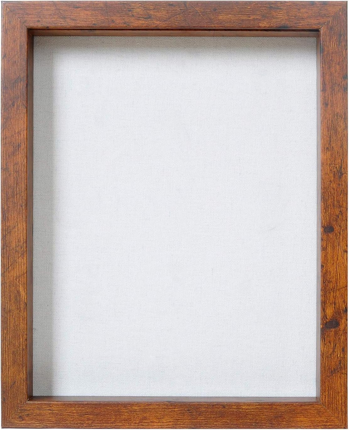 8X10 Shadow Box Picture Frame with Linen Board - Deep Wood & Glass Display Case Ready to Hang Memory Box Sports Memorabilia, Pins, Awards, Medals, Tickets and Wedding Photos, Honey Brown