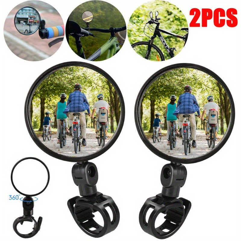 2Pcs Bike Mirror Rotaty Round MTB Road Handlebar Bicycle Rear View Glass Cycling Sporting Goods Bicycle Accessories Clamp