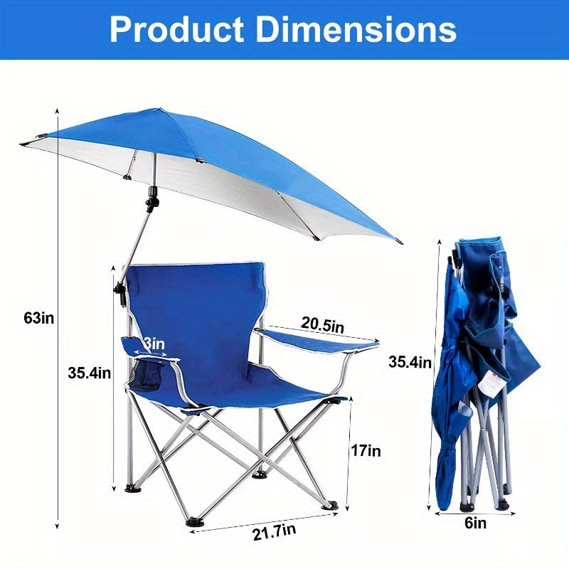 Foldable Camping Beach Chair Detachable Umbrella Adjustable Picnic Canopy Stool