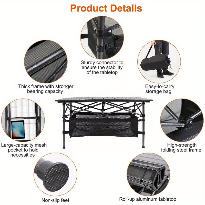 Bundle Deal: Portable Aluminum Camping Table + 2 Free Camping Chairs - Ideal for Picnic, BBQ, & Hiking