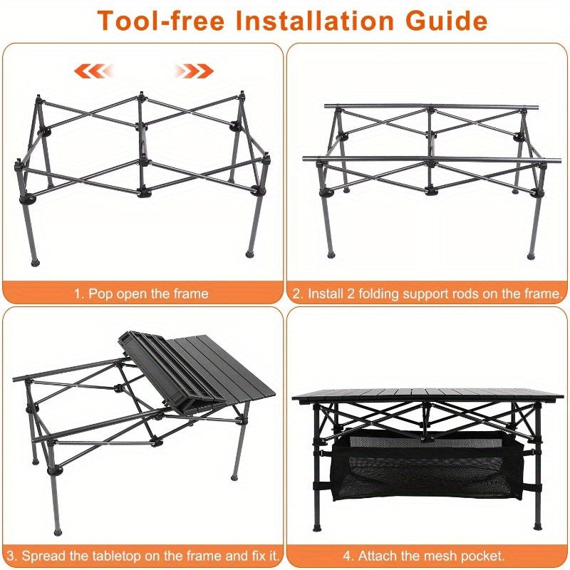 Bundle Deal: Portable Aluminum Camping Table + 2 Free Camping Chairs - Ideal for Picnic, BBQ, & Hiking
