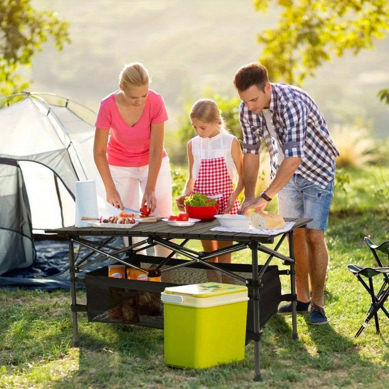 Bundle Deal: Portable Aluminum Camping Table + 2 Free Camping Chairs - Ideal for Picnic, BBQ, & Hiking