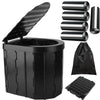 Foldable Emergency Toilet Portable Porta Potty for Car Travel Camping Boating Hiking Cleanable Travel Commode with Lid Carry Bag 1 Roll Garbage Bags