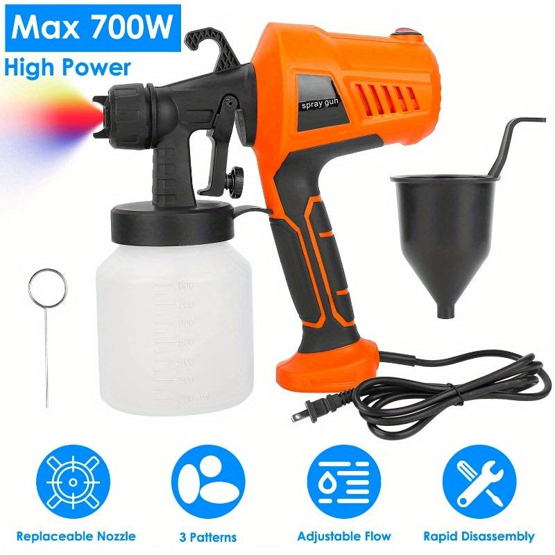 700W Handheld Electric Paint Sprayer, HVLP Spray Gun for Fences, Brick Walls, and More