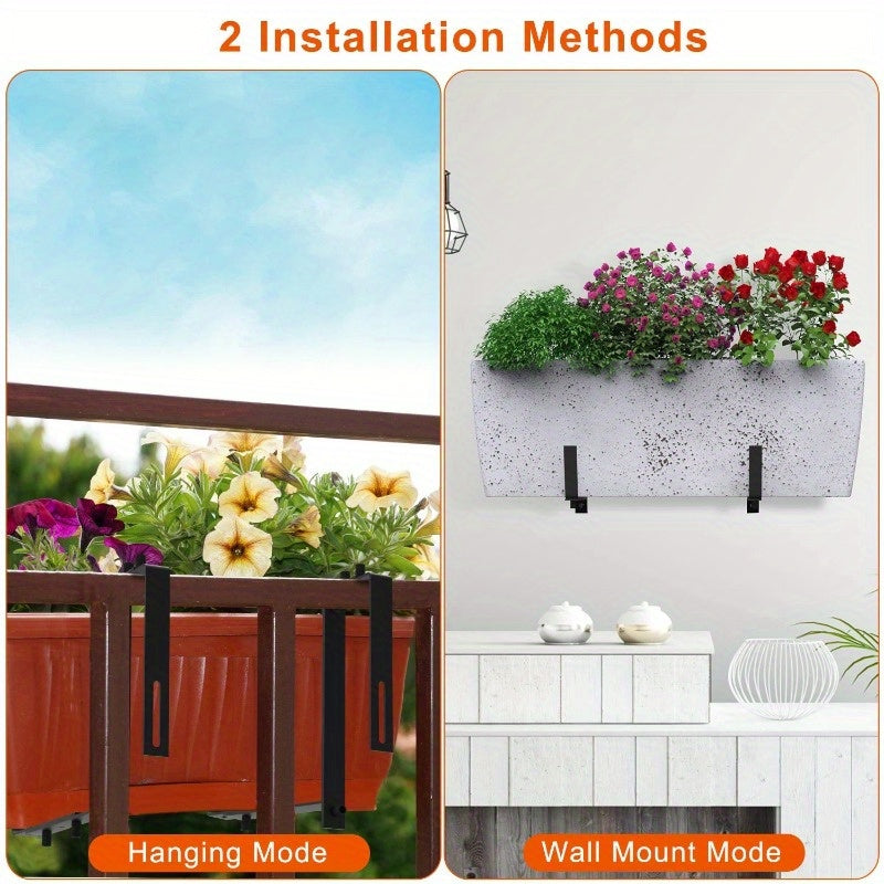 4Pcs Adjustable Planter Box Brackets - No-Drill Flower Box Holders & Railing Mounts for Windowsills, Fences, and Balconies