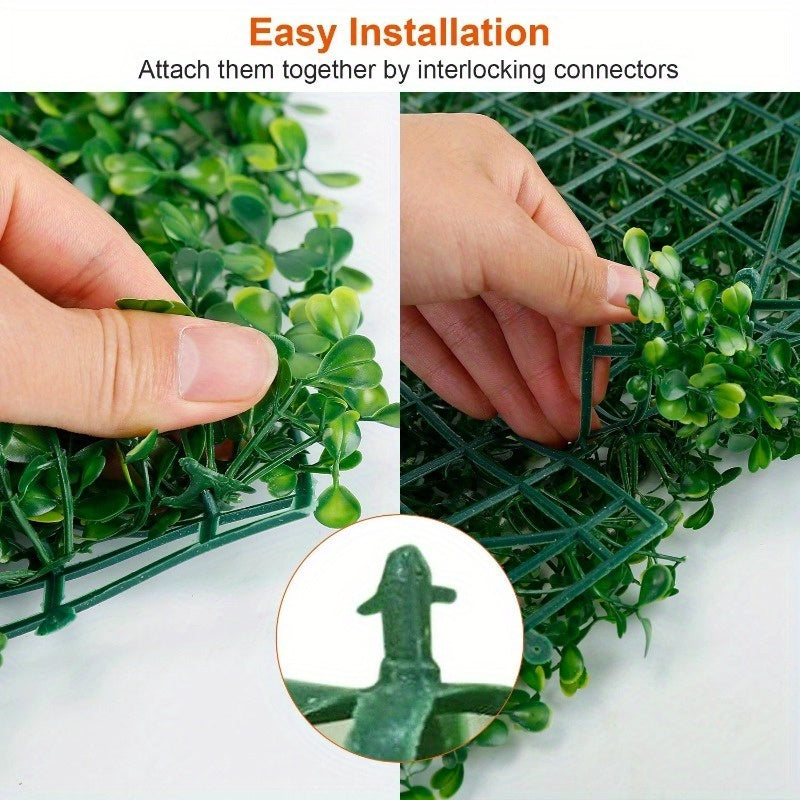 12Pcs Artificial Boxwood Hedge Panels - Privacy Screen & Grass Wall Decoration for Balcony, Garden, and Fence