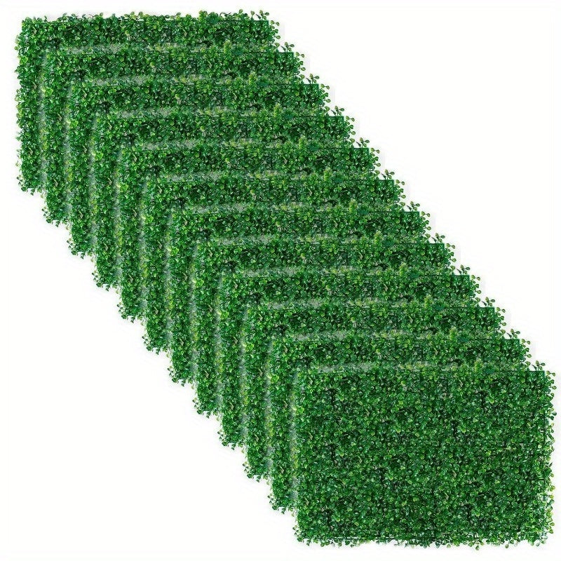 12Pcs Artificial Boxwood Hedge Panels - Privacy Screen & Grass Wall Decoration for Balcony, Garden, and Fence