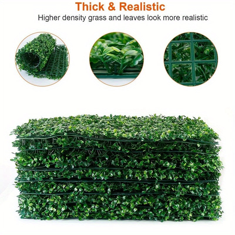12Pcs Artificial Boxwood Hedge Panels - Privacy Screen & Grass Wall Decoration for Balcony, Garden, and Fence