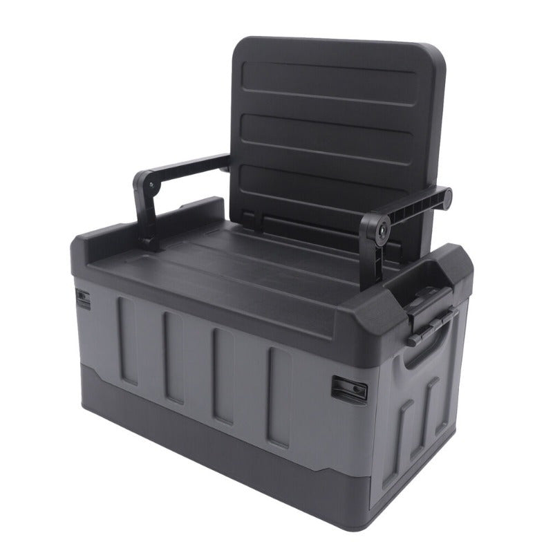 Trunk Organizer with Lid for Car, Seatable Camping Organizer with Bag, Multifunctional Collapsible Camping Storage Box for Outdoor Picnic, Car, Clothes, (Black)