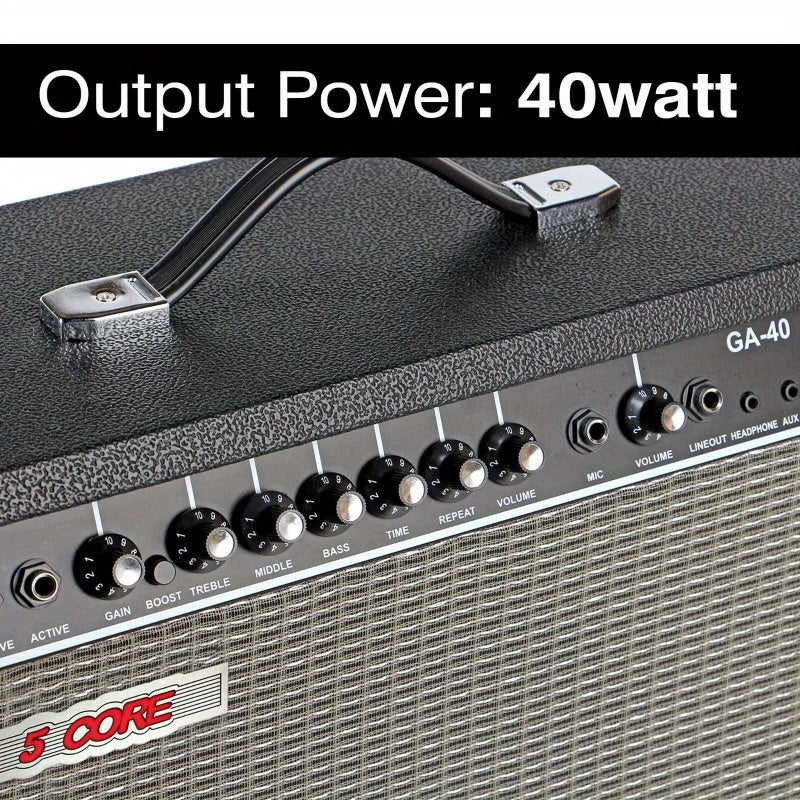 Black Guitar Amp 40W Amplifier For Electric Bass Acoustic Practice Amp Small Portable Mini Amplificador Para Bajo with Built in Effects - GA 40