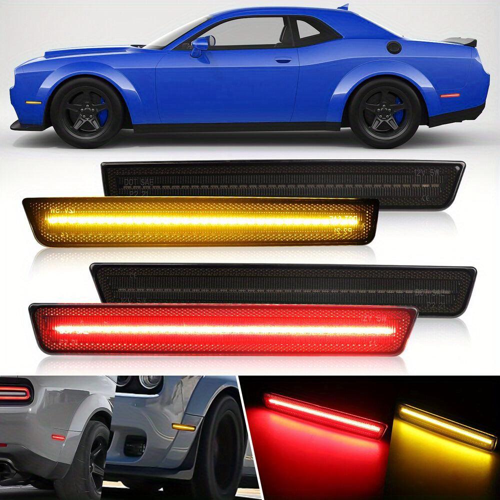 Smoked Lens LED Side Marker Lights Kit for 2015-2023 Dodge Challenger - Front & Rear