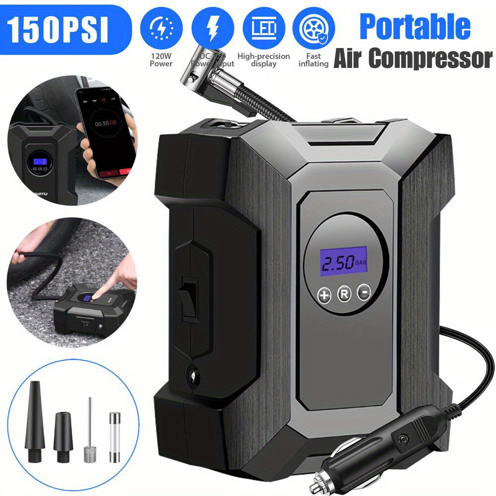 150PSI Portable Car Air Pump Compressor LED Auto Electric Tire Inflator 12V