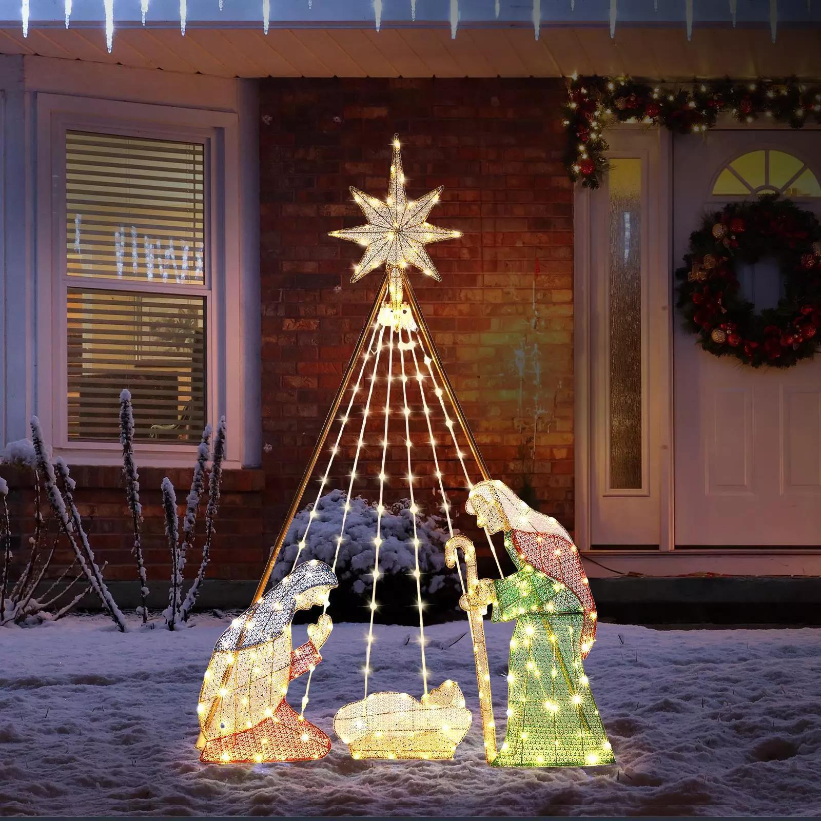 6ft Christmas Nativity Set Lighted Nativity Scene Christmas Outdoor Decor w/LEDs