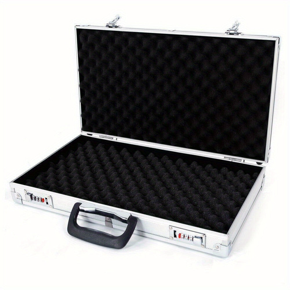 Aluminum Portable Gun Pistol HandGun Lock Foam Safe Box Sponge Liner Hard Case