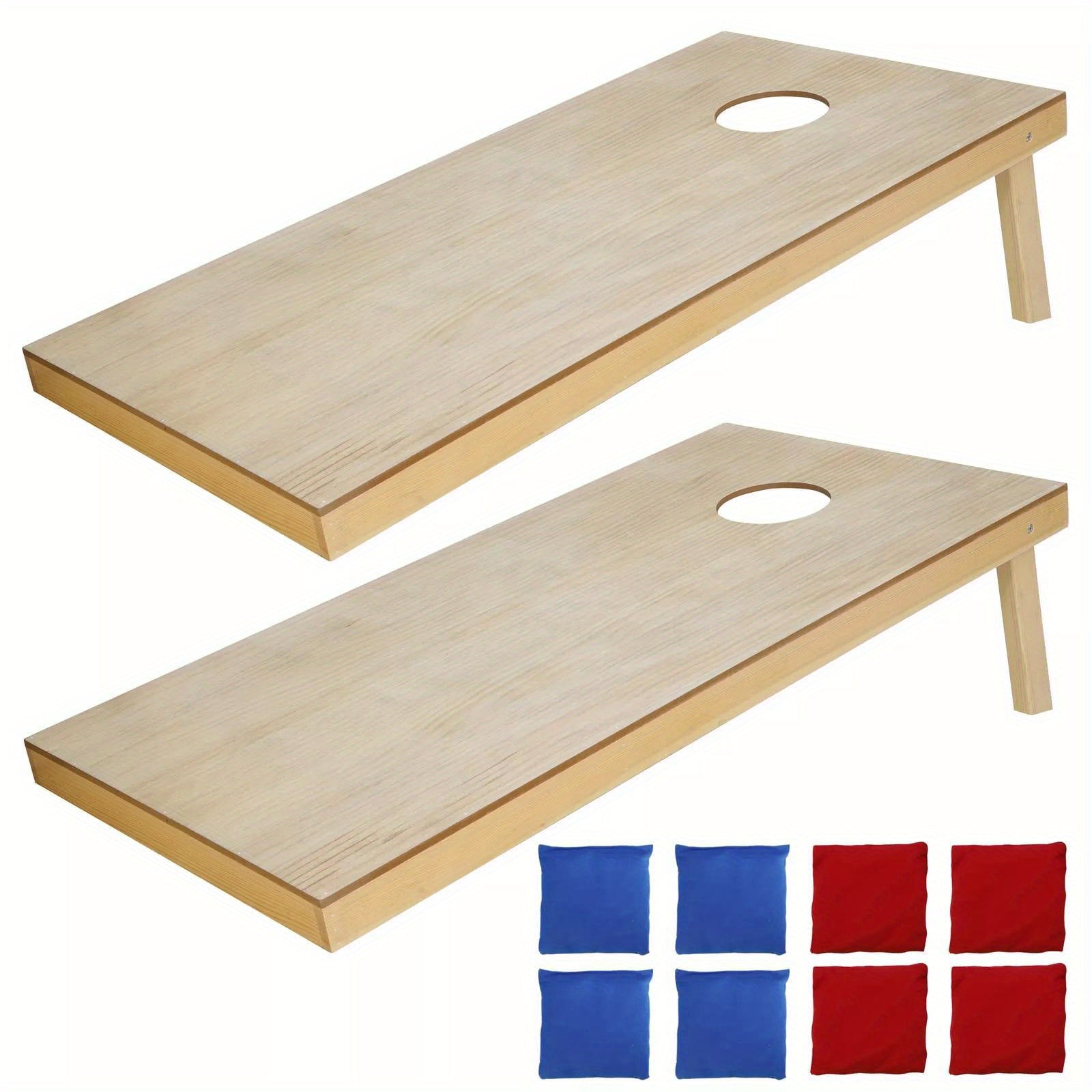Unfinished Solid Wood Bean Bag Toss Cornhole Board Game Set Size Carry Bag 4x2ft