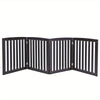 24Inches Entryway Wood Foldable Pet Dog Gate Fence 4 Panels Freestanding, Brown