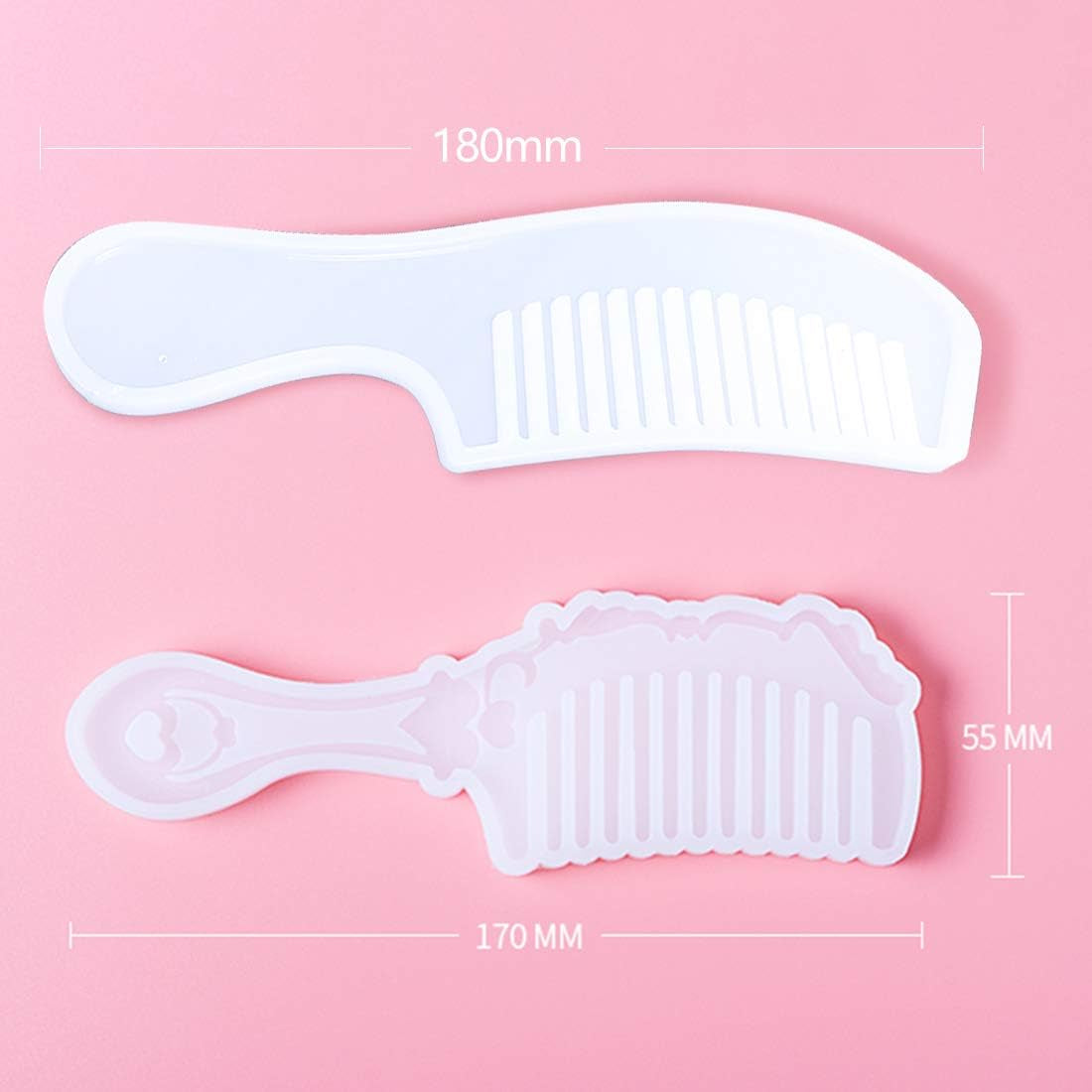 2Pcs Comb Resin Molds for Resin, Silicone Resin Comb Silicone Molds, DIY Hand Craft Resin Molds for Epoxy Resin, Crystal Comb Silicone Molds Jewelry Silicone Molds Handmade Tool