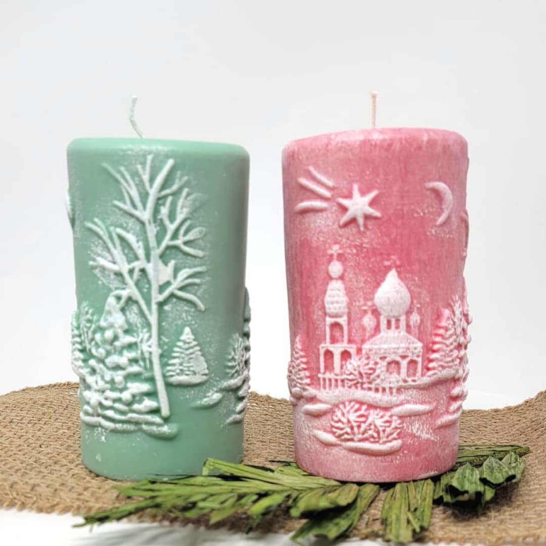 Christmas Scene Candle | Christmas Candle | Holiday Candle | Design Candle (Red)